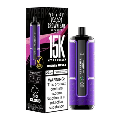 AlFakher Crown Bar Hyper max 15000 puffs Cherry Fiesta
