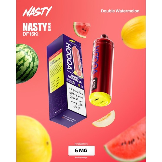 شيشة ناستي هوكا الجاهزه 15000 بف دبل بطيخ